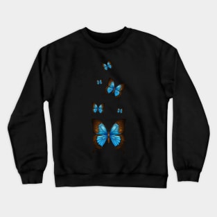 Blue Morpho Butterfly Lover Swarm Lepidoptera Entomology Crewneck Sweatshirt